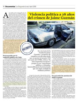 Prensa en La Segunda. Violencia política a 28 años del crimen de Jaime Guzmán
