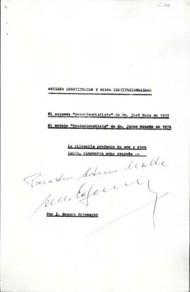 Antigua Constitución y Nueva Institucionalidad. El modelo fundacionalista de don Jaime Guzmán en ...