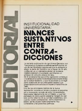 Editorial "Institucionalidad universitaria. Avances sustantivos entre contradicciones",...