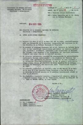 Invitación a Jaime Guzmán a dictar conferencia "Constitución Política de 1980" a delega...