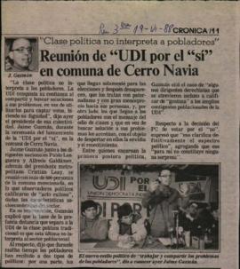 Prensa La Tercera. Reunión de UDI por el SÍ en Comuna de Cerro Navia