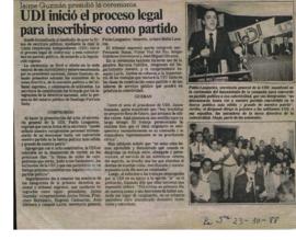 Prensa La Tercera. UDI Inició Proceso Legal para Inscribirse como Partido