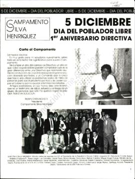 Folleto del campamento Silva Henríquez del "Día del poblador libre"