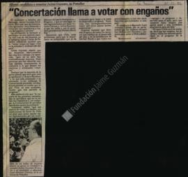 Prensa en La Nación. Afirmó candidato a senador Jaime Guzmán, en Peñaflor: Concertación llama a v...
