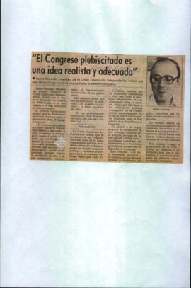 Prensa. EL Congreso plebiscitado es una Idea Realista y Adecuada