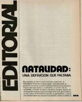 Editorial "Natalidad: una definición que faltaba", Realidad año 1, número 7