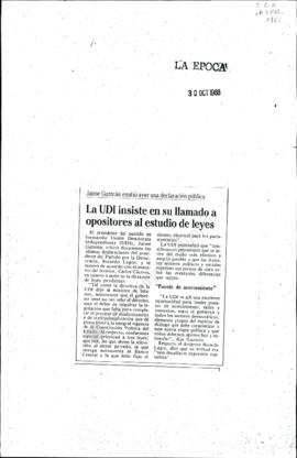 Prensa La Época. La UDI Insiste en su Llamado a Opositores  al Estudio de Leyes