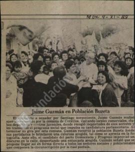 Prensa en El Mercurio. Jaime Guzmán en población Buzeta