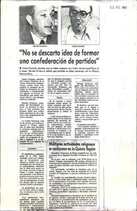 Entrevista en El Mercurio "No se descarta idea de formar una confederación de partidos"