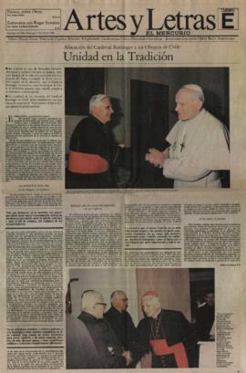 Prensa en El Mercurio. Alocución del cardenal Joseph Ratzinger a los obispos de Chile: Unidad en ...