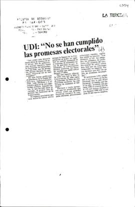 Prensa en La Tercera. UDI: "No se han cumplido las promesas electorales"