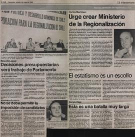 Prensa El Sur de Concepción. El Estatismo es un Escollo