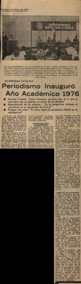 Universidad Católica: periodismo inauguró año académico 1976