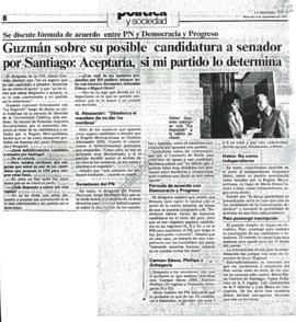 Prensa en La Segunda. Guzmán sobre su posible candidatura a Senador por Santiago: Aceptaría si mi...