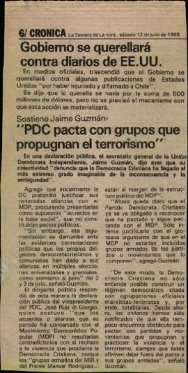 Prensa La Tercera. PDC Pacta con Grupos que Propugnan el Terrorismo