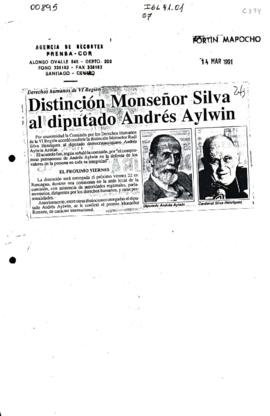 DISTINCION MONSENOR SILVA A DIPUTADO ANDRES AYLWIN