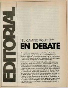 Editorial "'El camino político' en debate", Realidad año 1, número 10
