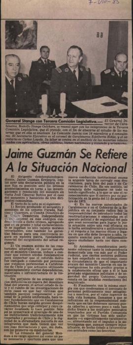 Entrevista en El Mercurio Jaime Guzmán se refiere a la situación nacional