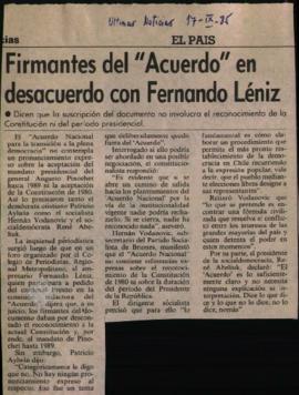 Prensa LUN. Firmantes del Acuerdo en Desacuerdo con Fernando Léniz