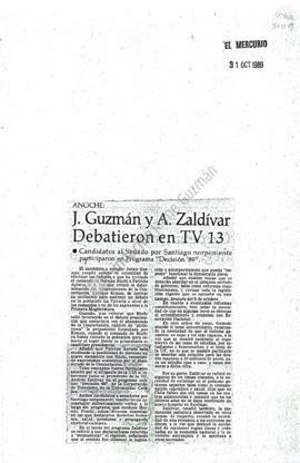 Prensa en El Mercurio. Anoche: J. Guzmán y A. Zaldívar debatieron en TV