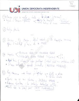 Manuscrito con anotaciones respecto a campaña del plebiscito