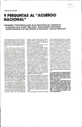 Prensa Qué Pasa. 9 Preguntas al Acuerdo Nacional