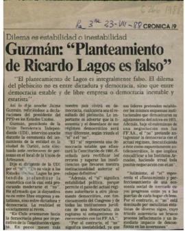 Prensa La Tercera. Guzmán Planteamiento de Ricardo Lagos es Falso