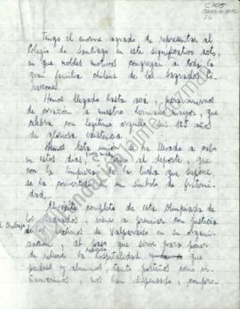 Manuscrito del Discurso por el 125 aniversario del Colegio Sagrados Corazones Valparaíso