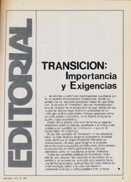 Editorial "Transición: Importancia y exigencias", Realidad año 4, número 41