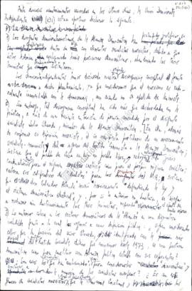 Manuscrito de declaración por participación de socialistas en Alianza Democrática