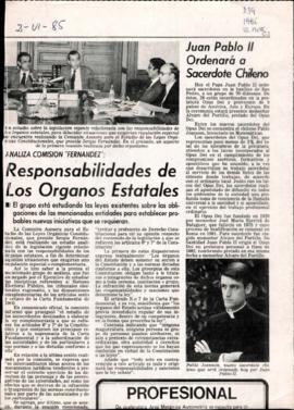 Prensa en El Mercurio. Analiza comisión "Fernández": responsabilidades de los órganos e...