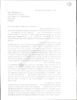 Carta a Comisión Política de la UDI