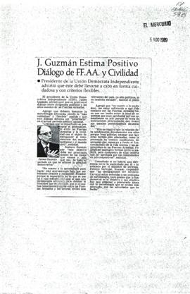 Prensa en El Mercurio. J. Guzmán estima positivo diálogo de FF.AA. y civilidad