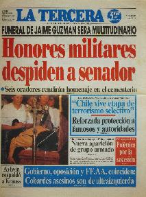 Portada La Tercera "Honores militares despiden a senador"
