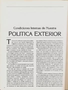 Editorial "Condiciones internas de nuestra política exterior", Realidad año 5, número 50